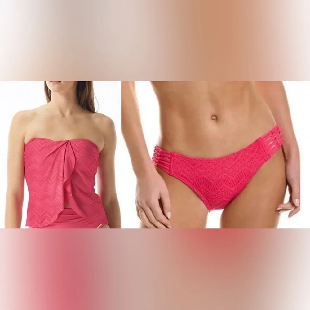 NWT Vince Camuto Crochet Bandini Top & Bikini Bottom Set